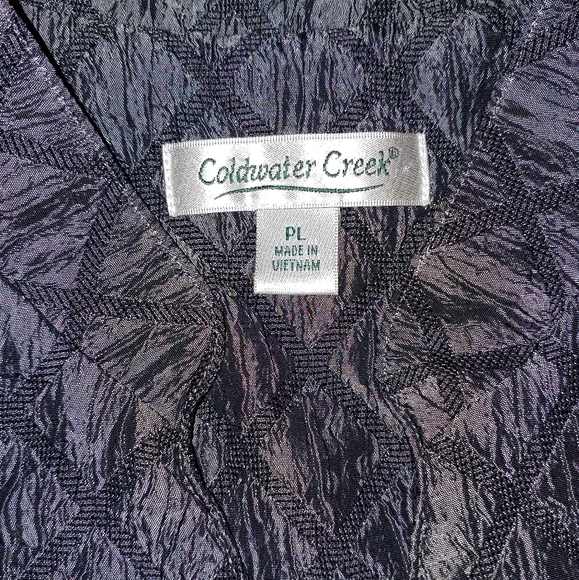 Coldwater Creek Dark Gray Metallic Quilted Lightweight Button-Up Jacket, Size PL - Picture 3 of 8